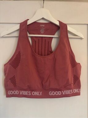 Cali Sport+ | “Good Vibes Only” Dusty Rose Racerback Sports Bra Tank